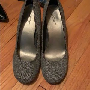 Gray and black heels